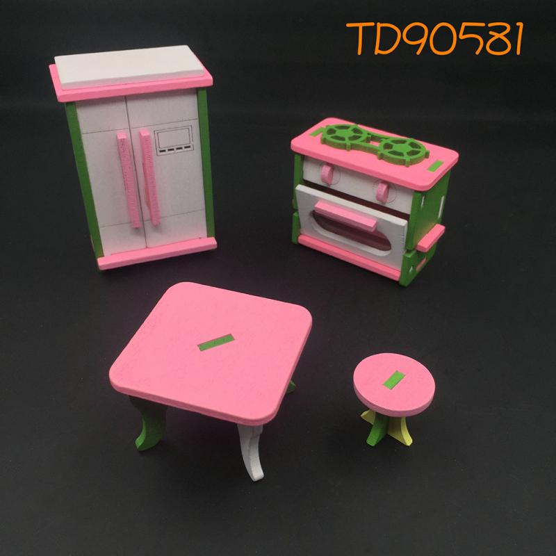 1 Set Cute Dollshouse Set Pretend Play Toy Educational 3D Doll House Miniature Wooden Furniture Simulation Dollhouse Accessory: 8