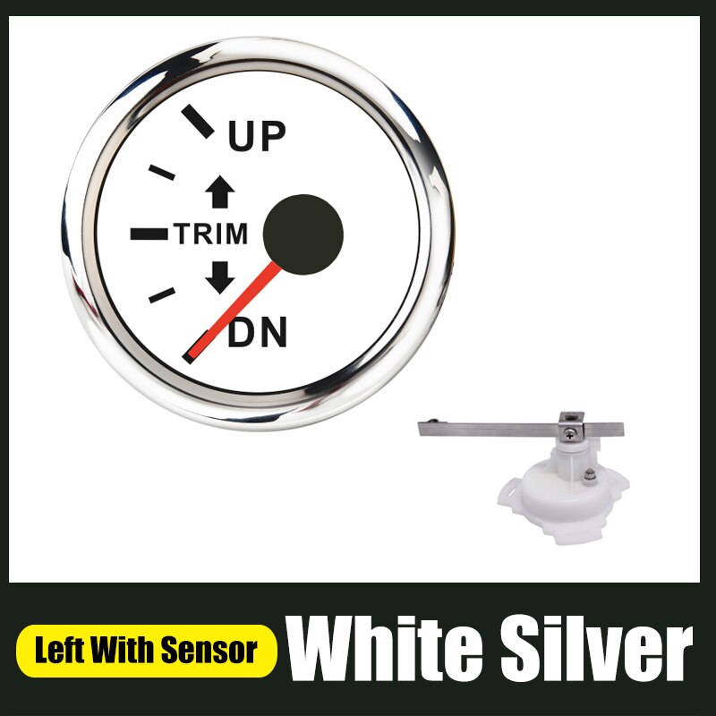 52mm trimmen Messgerät Für Stiefel Außenbordmotor hoch-DN Rechts Seite trimmen Meter 0-190 Ohm Mit verrotten Hintergrundbeleuchtung 12V/24V Edelstahl Lünette: WS-links-Sensor