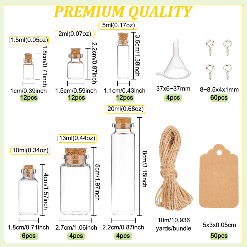 3 Set Dome Display Glazen Pot met Kurk 65x133mm Bell Cloche Glazen Decoratie Case voor Bloemplanten Exemplaren Ambachten Decoraties