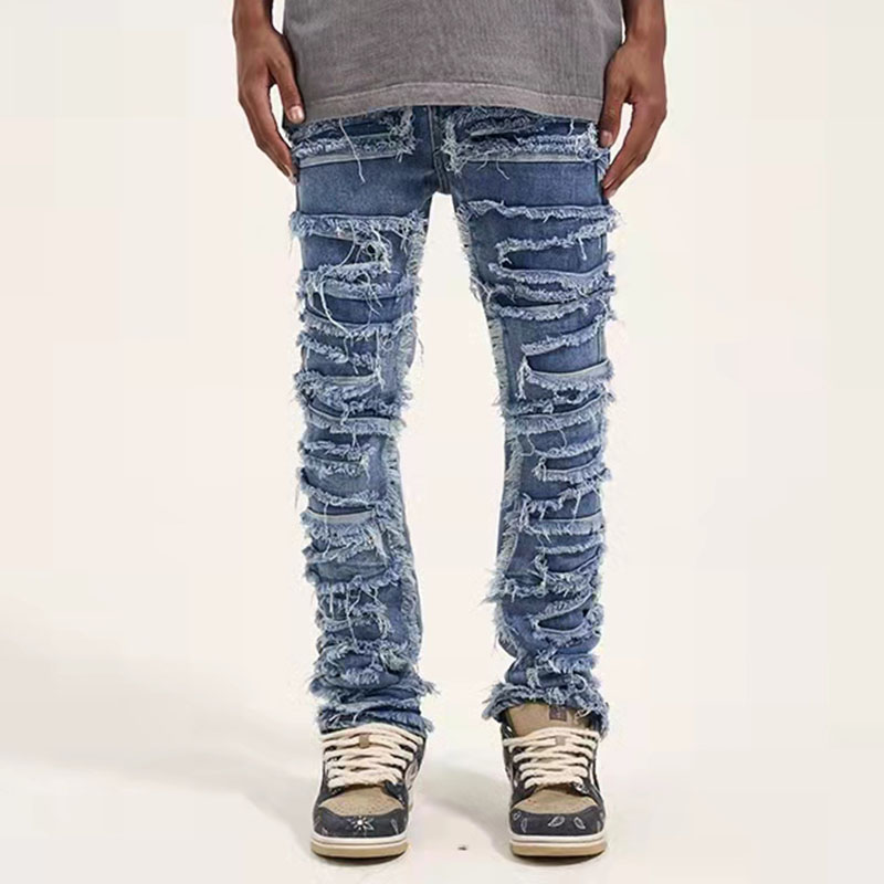 Jean déchiré en Denim pour hommes, Style rétro, droit, délavé, Harajuku, Hip Hop, pantalon ample, Style Vibe, décontracté