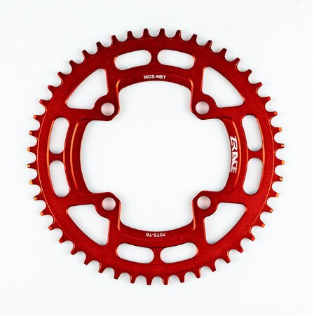 Zrace kettingbladen kettingwielen 40t/42t/44t/46t/48t/50t/52t bcd 104, smalle tanden  al7075 cnc, mtb/race/vouwfiets/gravelbikes: Rood 48t