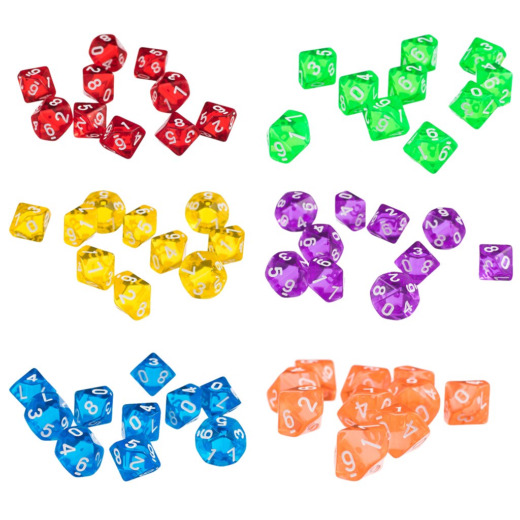 Sæt  of 10 stk spil terninger plast  d10 ti-sidet perle terning spille spil fest favor brætspil elskere terning legetøj