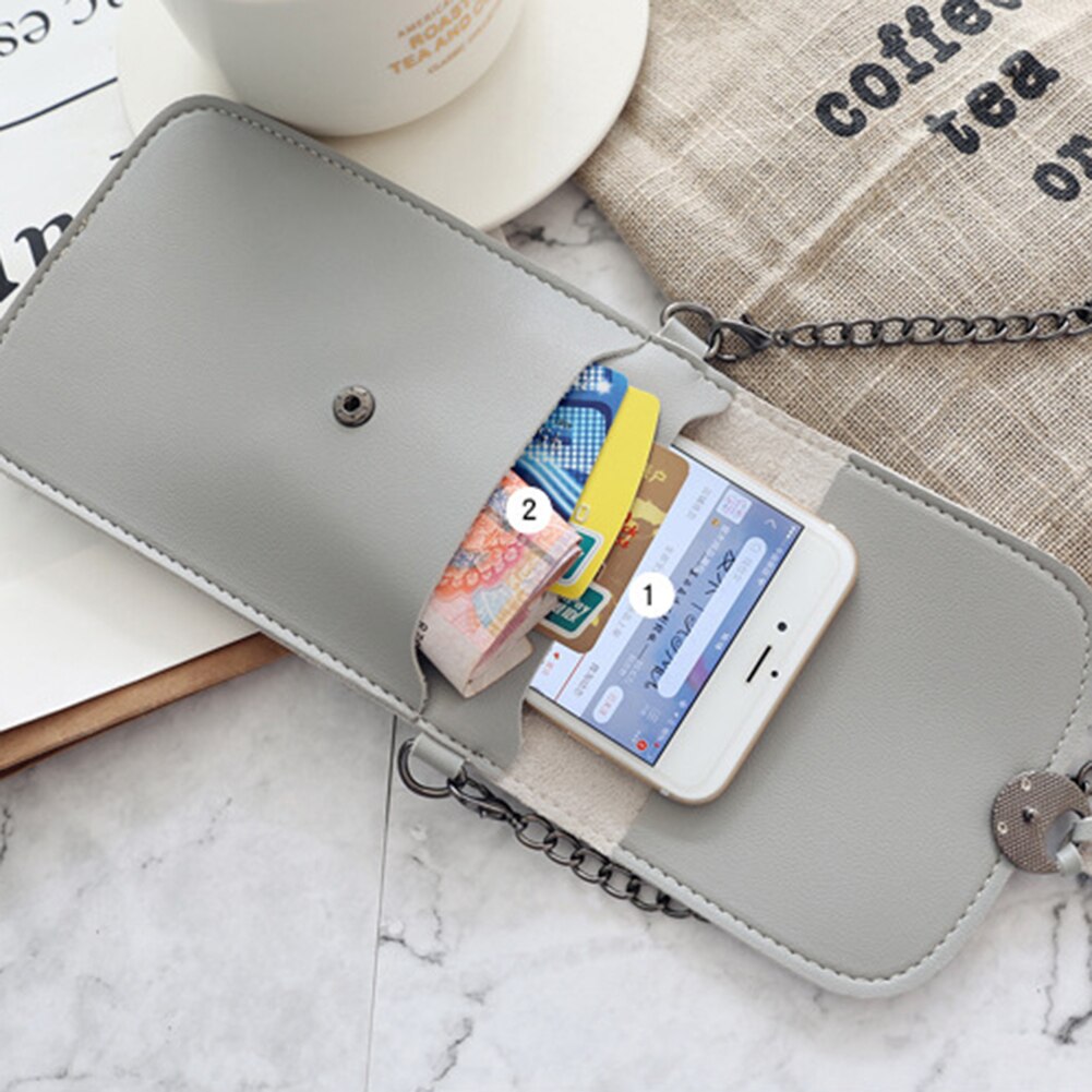 Touch Screen Cell Phone Bag Case Smartphone Wallet PU Leather Shoulder Bag Women HandBag for Iphone X Samsung S10 Huawei P30