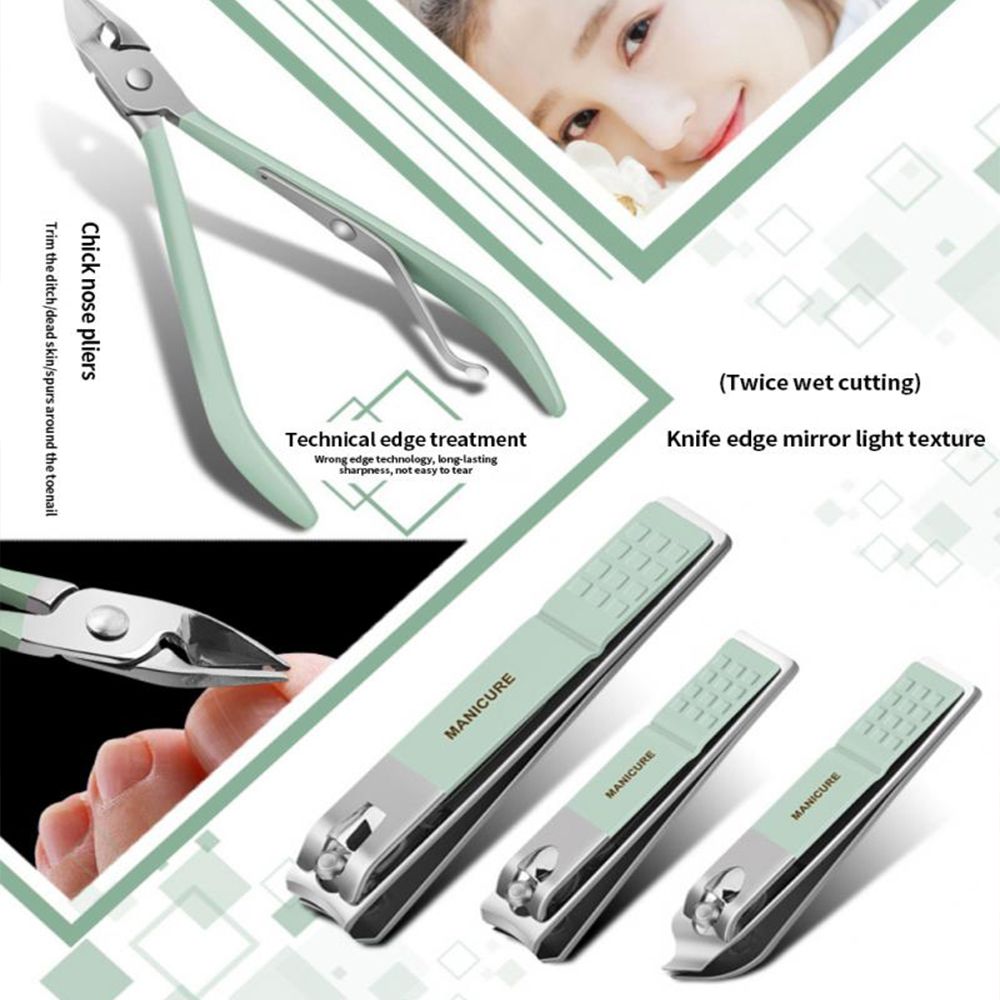 12-16pcs/set Nail Cutter Set Stainless Steel Nail Clippers Set With Folding Bag Manicure Cutter Kits Scissors Makeup Beauty Tool