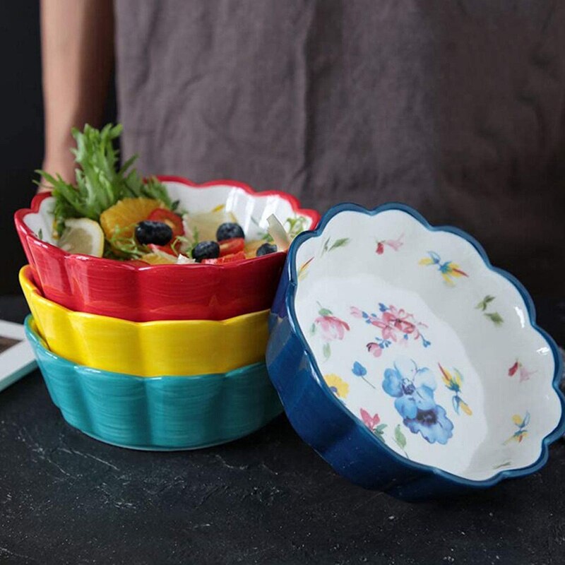 Personality Ceramic Salad Bowl Soup Dessert Bowls Suit For Fruits Candy With Exquisite And Pattern
