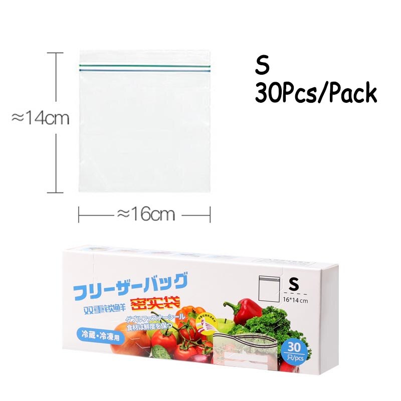 15-30PCS Silicone Food Storage Bag Reusable Fresh-keeping Bag Fruit And Vegetable Sealed Freezer Bag Leakproof Food Ziplock Bag: S 30PCS