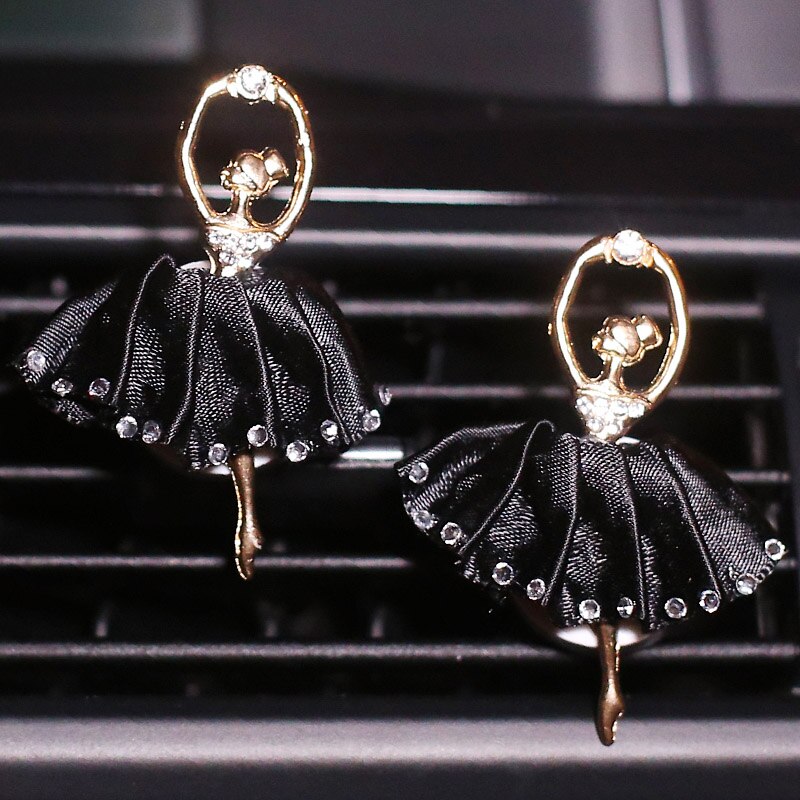 Dejlig diamant sæt ballet pige bil outlet dekoration bil bil interiør tilbehør klimaanlæg parfume parfume klip: Sort et par