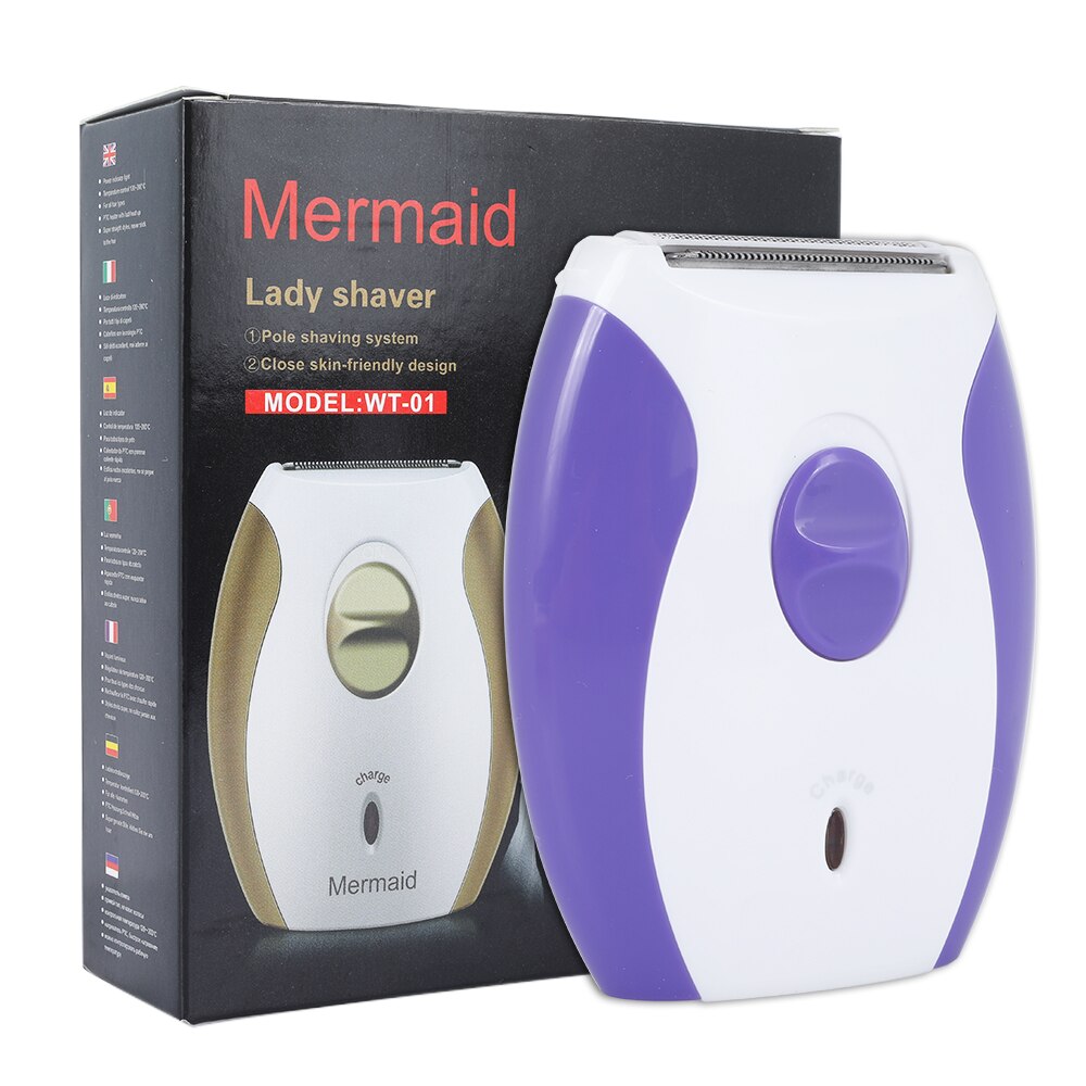 Depiladora eléctrica portátil, afeitadora de carga, cuchilla de acero inoxidable, depiladora para mujeres, máquina de afeitar sin dolor: purple US