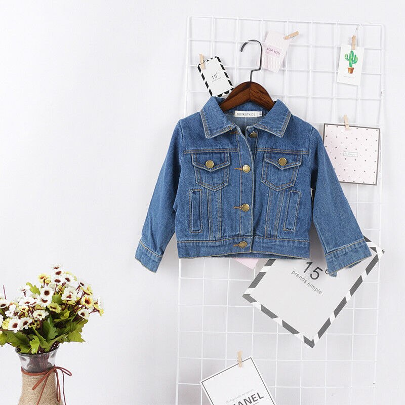 Veste en Jean unisexe pour enfants, manteau d'automne à boutons