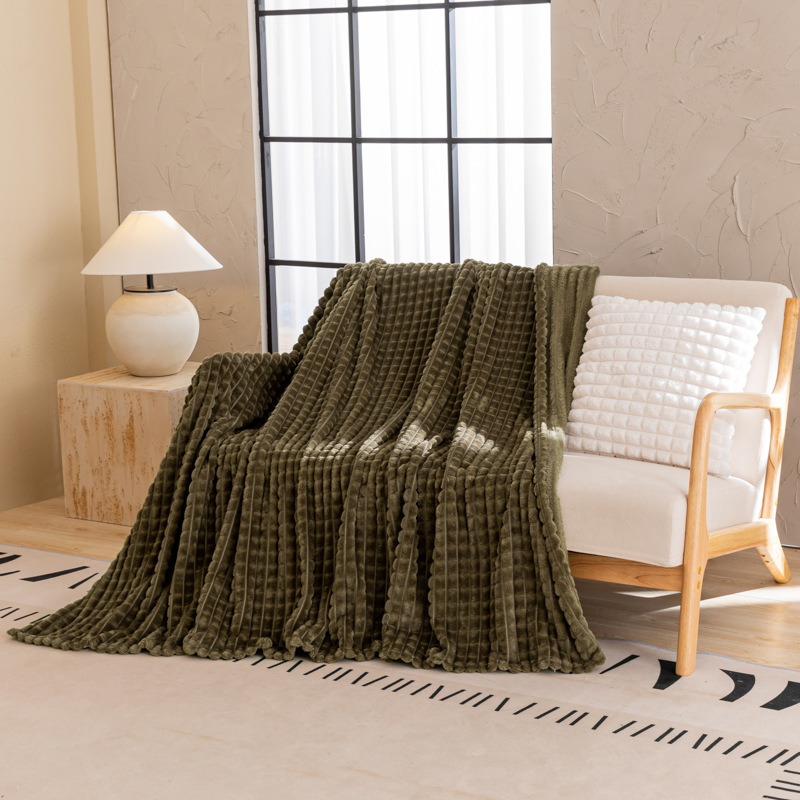 Luksuriøst jacquard taffy fleece tæppe ensfarvet multifunktionelt tæppe til sofa kontor lur aircondition