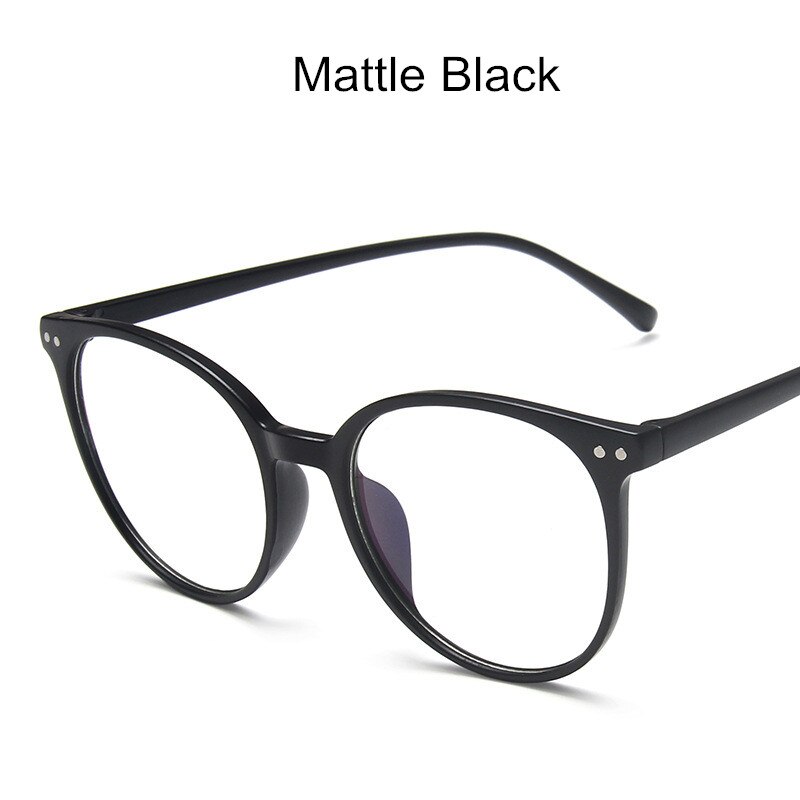 Montura de gafas redondas para hombre y mujer, monturas para gafas con remache de luz azul para miopía, gafas transparentes para ordenador: MattBlack