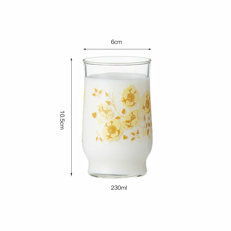 230ml japansk og koreansk glas klokkeblomst blomst gul blomsterkop varmebestandig mælkekop kaffekop juice kop fortykket kop: Gul blomst