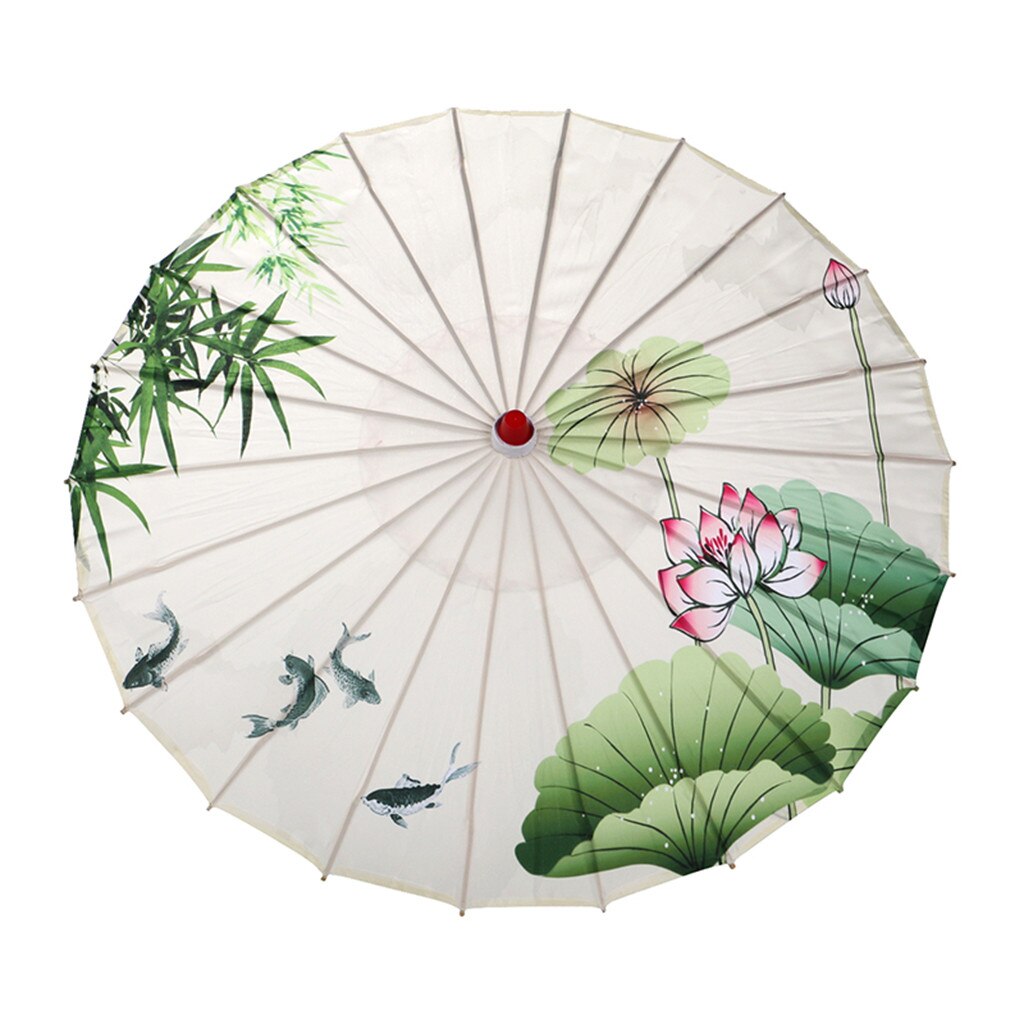 Chinese Silk Cloth Umbrella Classical Style Decorative Umbrella Oil Paper Umbrel Classical bamboo dance craft umbrella: F