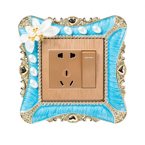 8.6*8.6cm Plastic Switch Sticker Square Switch Cover Wall Light Sockets Stickers DIY Wall Decor Switch Sleeve Home Decor: Blue
