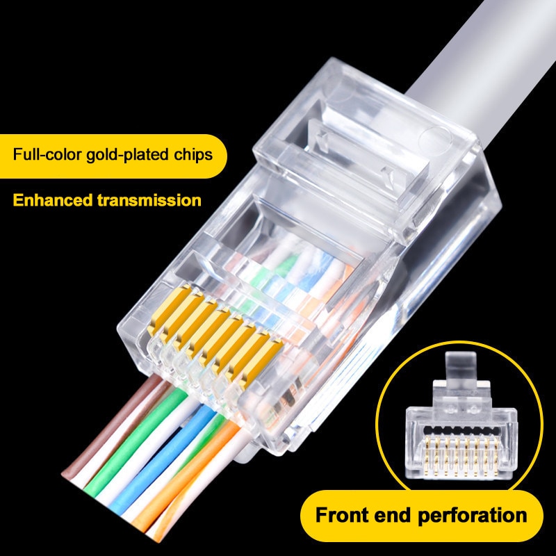 100PCS Cat6 8P8C RJ45 Modular Socket for CAT5 Cat6 LAN Network RJ45 Ethernet Cable Plugs Modular Adapter Connectors