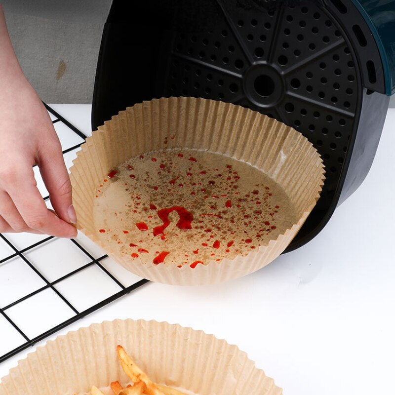 30Pcs 16Cm Bakpapier Voor Lucht Friteuse Olie Absorberend Papier Lade Food Grade Wegwerp Liner Ronde Thuis Bakken siliconen Olie Papier