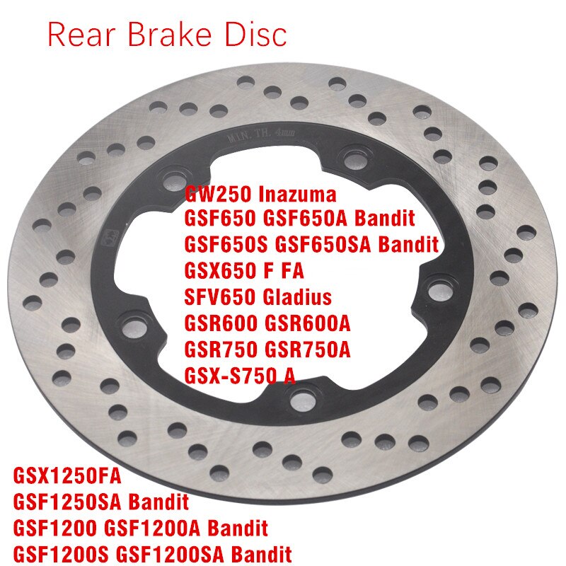 Motorsykkel bakre bremseskive rotor til suzuki gsr 600 gsf 650 banditt gsr 750 sfv 650 gsx 650f gsx 750 gsf 1200 gsx 1250 gsf 1250 05-19