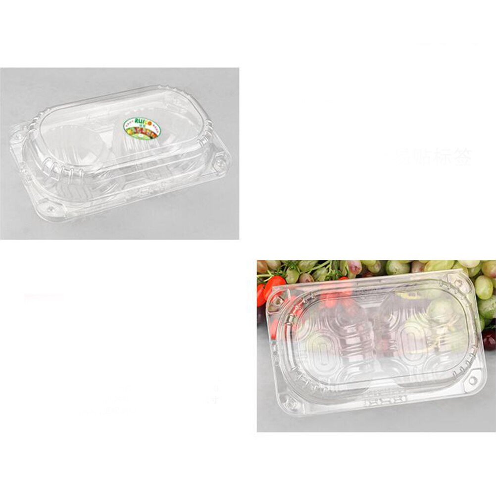 10pcs Transparent Packaging Boxes Food Fruit Storage Containers With Lids 2 Compartments Packing Box Bento Box Disposable Boxes