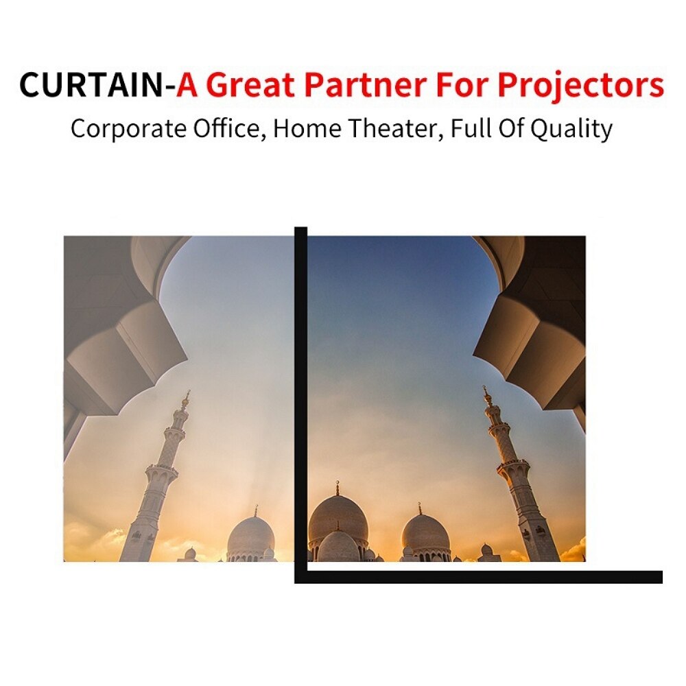 16:9 Projector Screen Curtain Foldable HD Projection Screen Canvas 60/72/100/120/150 Inch Wall Mount Theater Movie Video Screen