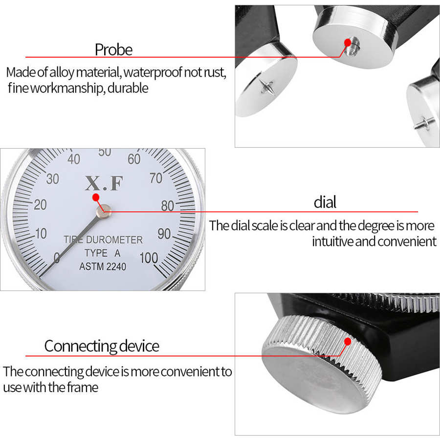 Shore Durometer Shore Type A/O/D Rubber Tire Durometer Hardness Tester Meter 0-100 HA Hardness Measurement Tools