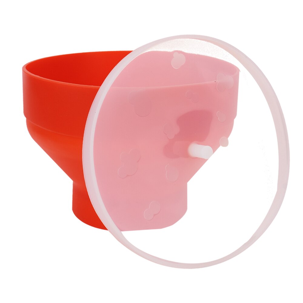 HOOMIN Popcorn Maker Silicone Red with Lid Microwave Popcorn Bowl Bucket Kitchen Easy Tools Chips Fruit Dish DIY