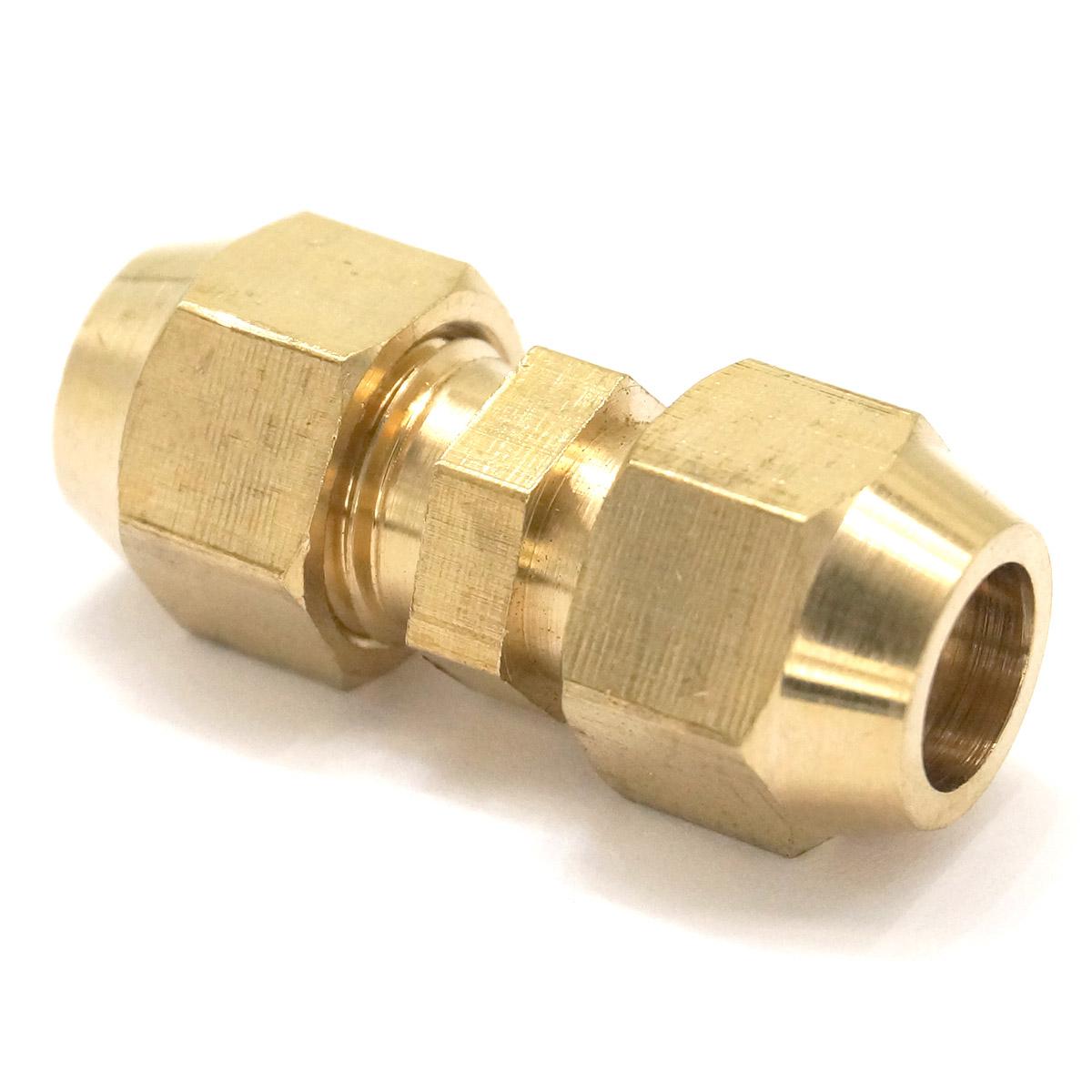 Flare Tube OD 8mm x Flare Tube OD 8mm Brass Flare Male Connector Tube Pneumatic Fitting with Short Flare Nut