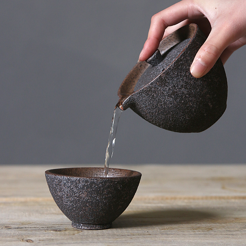 Tangpin rostglaserad keramisk tekanna vattenkokare tekopp japansk teservis drinkware