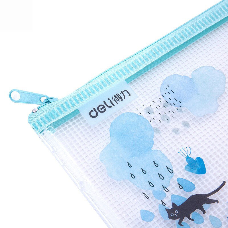 3 Stks/partij Creatieve Mesh Plastic Map Tas Leuke Kleine Kat Document Bestand Papieren Rits Zak Vulling Kantoor Schoolbenodigdheden