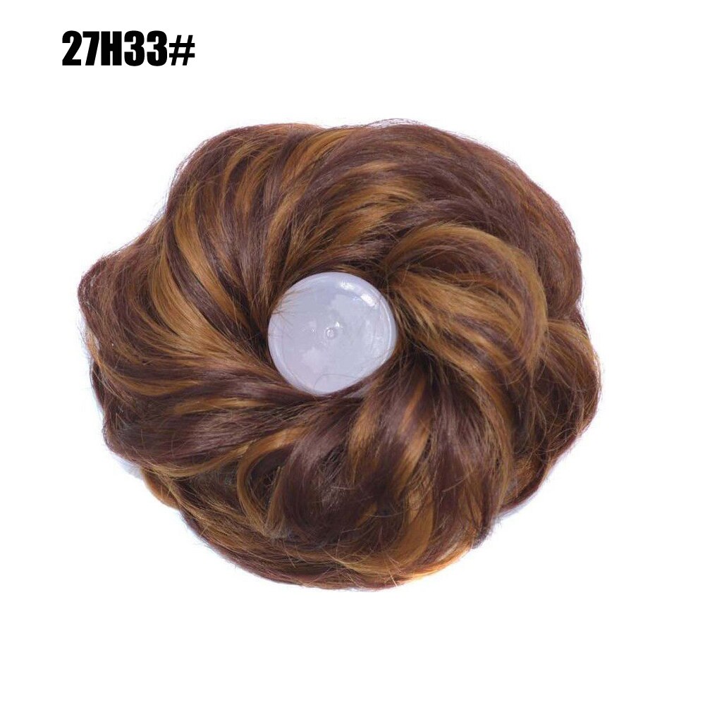 Girls Hair Buns Synthetic Curly Chignon Wrap On Messy Bun Ponytails With Rubber Band Hair Extensions For Women: 27H33