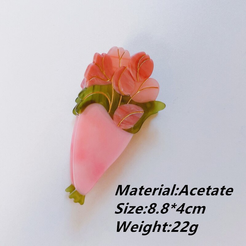 HANGZHI INES – pince à cheveux en forme de marguerite française, lèvres tulipe, acétate, pince à cheveux, épingle à cheveux, accessoires de tête à la pour femmes et filles,: F