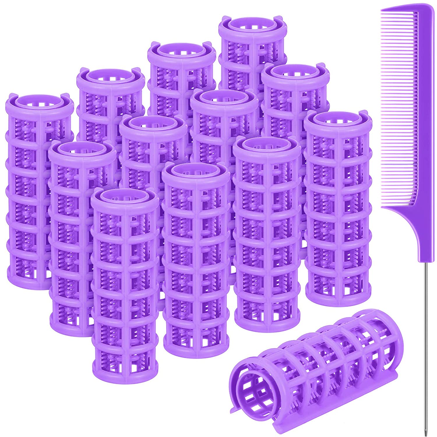 12 Stuks Snap Op Haar Roller, grote Maat Plastic Haar Rollen Haarkrulspelden Voor Kort Haar Lange Haar Kappers Styling Tools