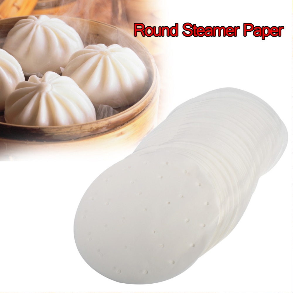 50pc hvit bambus kurv steamer papir 4/6/8/10 tommers kjøkken matlaging bambus steamer rund non-stick dim sum papir under dampmatten