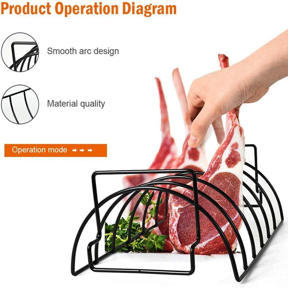 Non-Stick Stainless Steel Steak Rack Stand Holders Rib Accessories Kitchen Tools Grilling Barbecue BBQ Stuff Rotisserie Roa S2N4