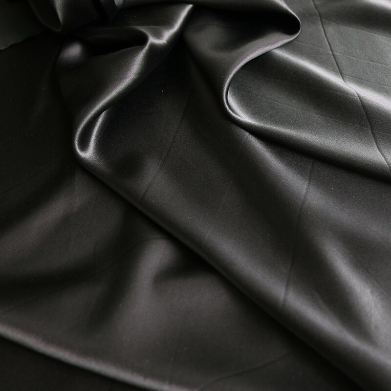 50cm * 112cm czarny błyszczący czysty jedwab miękka tkanina Charmeuse suknia podszewka materiał