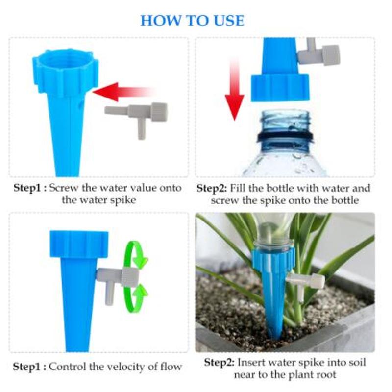 Sistema de riego por goteo planta bonsái DIY riego automático por goteo jardín aspersores picos plantas cónicas planta de hogar suelo hidrogel de barro