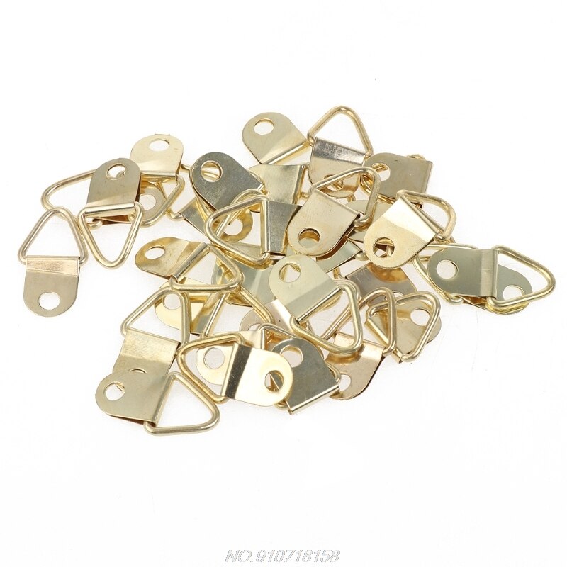 100Pcs Gouden Kleine D-Ring Foto Hanger Met Schroeven Frame Driehoek Ring Hangers