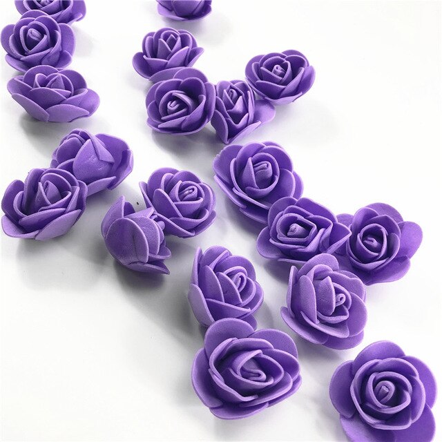 1PC 15cm/20cm/35cm Foam Rose Bear Mold DIY TOY Artificial Rose Flower Bear Plastic Bear Roses Luck Dog Mold Model: 100pcs Purple
