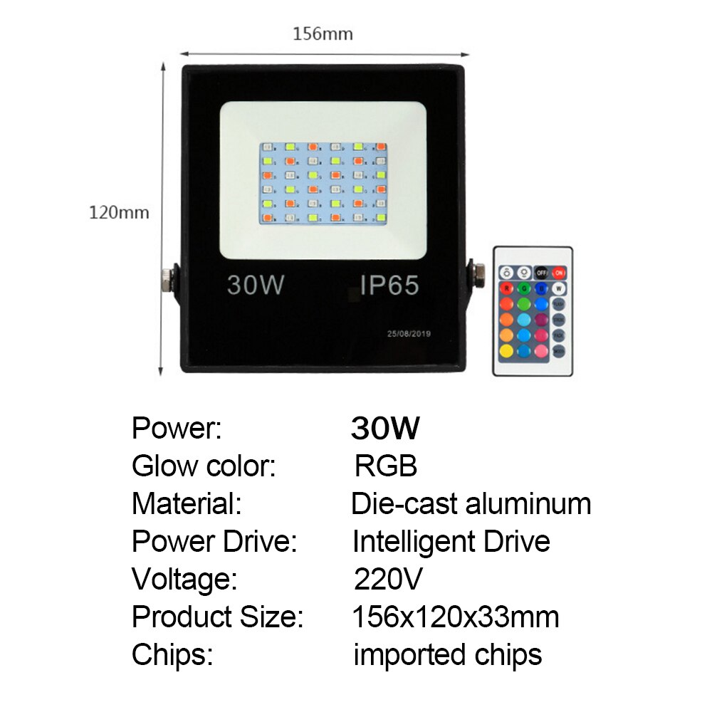 220V Rgb Led Spotlight 10W 30W 50W Waterdichte Rgb Schijnwerper Reflector Projector Met Afstandsbediening Voor outdoor Verlichting: 30W