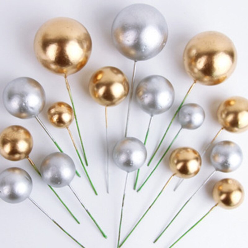 Ball topper Gold silver topper balls for Wedding Birthday Party Cake topper dragon ball Cupcake balls Decoration