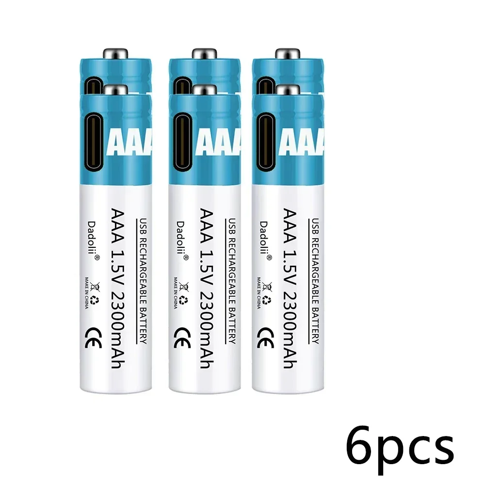 1.5v laddningsbara aaa-batterier, 2300 mah laddningsbart aaa-batteri, litiumpolymerbatteri, snabbladdning med usb-c-kabel: Rosa
