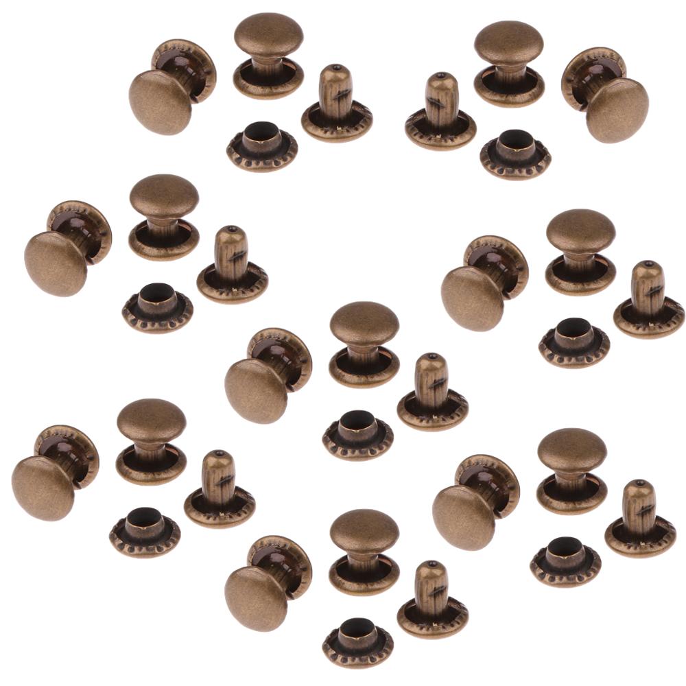 50 Stuks Ronde Double Cap Koperen Klinknagels Studs 6X7 Mm Voor Jean Pant Antiek Messing Kleur