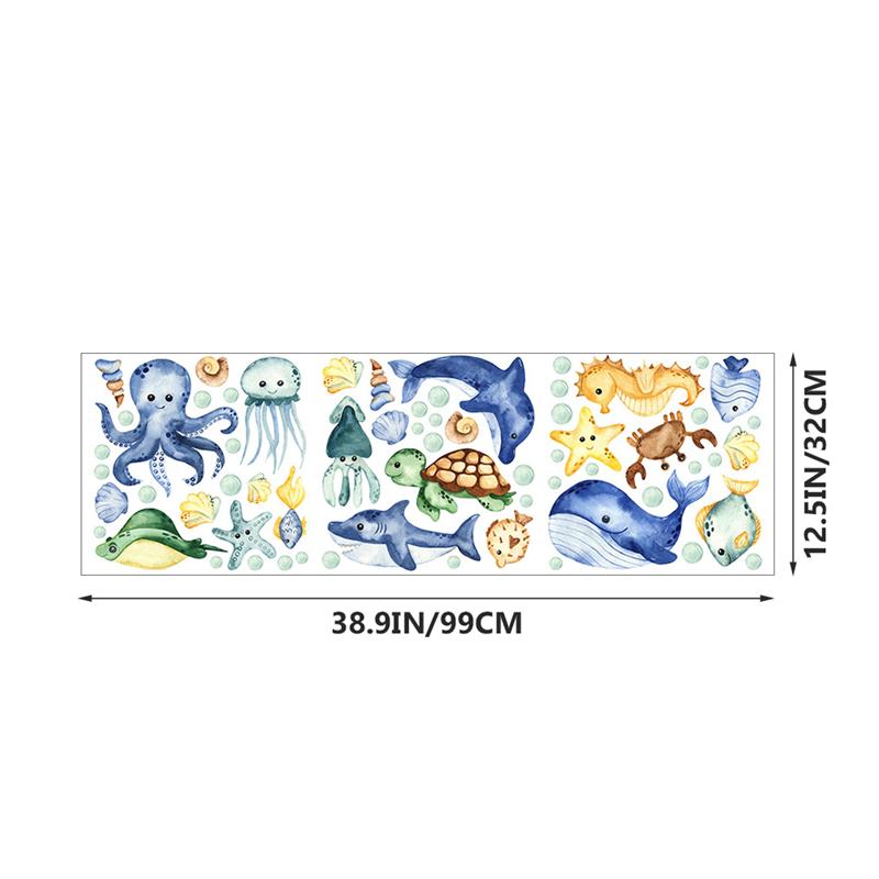 1Pc Sea World Pattern Wall Clings Lovely Fish Turtle Self-adhesive Wall Stickers: B