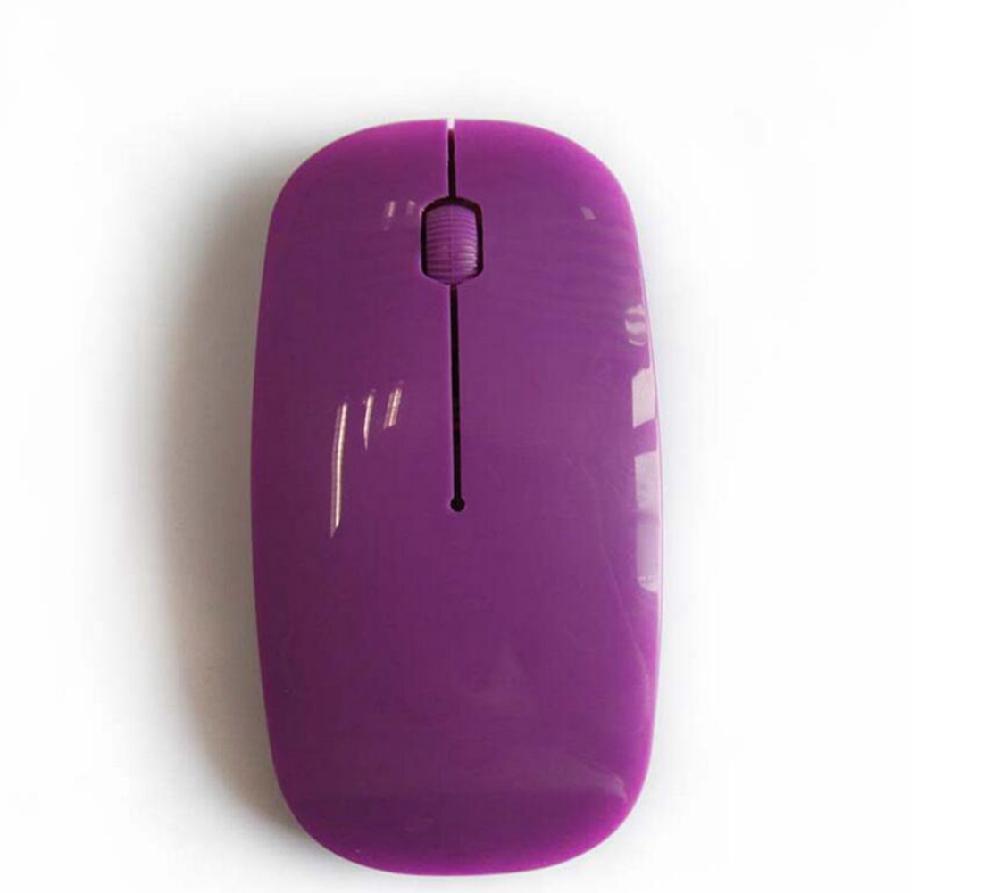 2.4 GHz Wireless Mouse Ergonomic Curved Wireless Optical Slim Mouse Purple Portable Mini Laptop Notebook Office Mouse