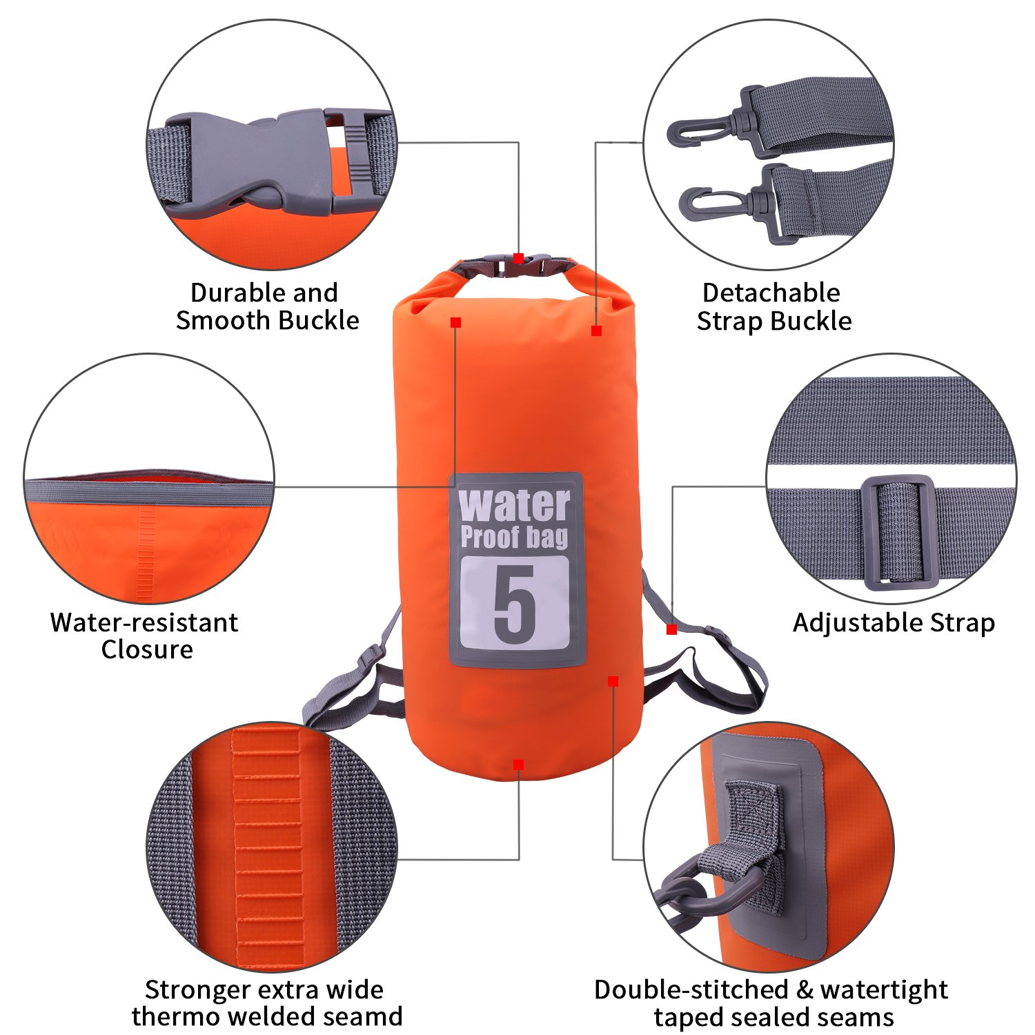 Sacs étanches 5l, 10l, 15l, 20l/30l, sac sec de rangement pour canoë, Kayak, Rafting Sport de plein air, Kit de voyage, sac à dos