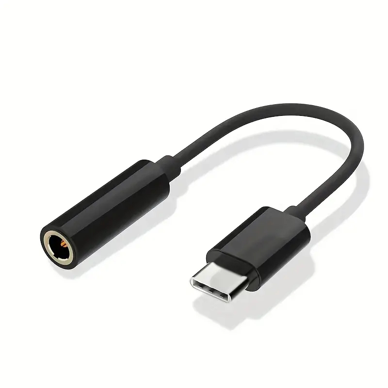 USB Typ C auf 3,5 mm Audio-Adapter, USB C auf Aux Audio Dongle-Kabel, USB Typ C auf 3,5 mm weiblicher Kopfhöreranschluss-Adapter für P: Black