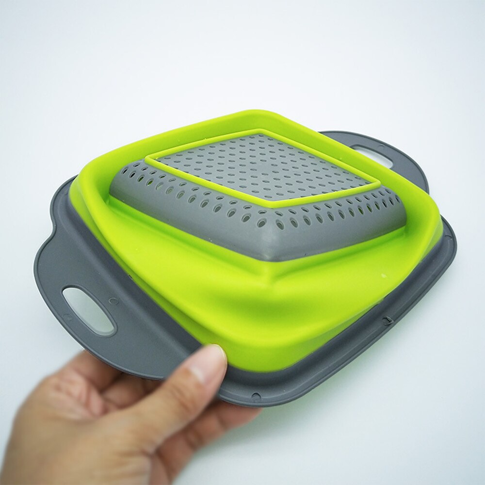 Foldable Fruit Vegetable Washing Basket Strainer Portabl Silicone Colander Collapsible Drainer With Handle Kitchen Tools