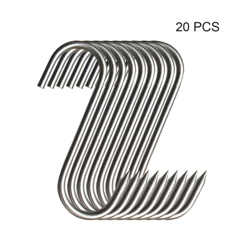 20pcs Stainless Steel Butcher's Hook with Sharp Tip for butcher Shop Kitchen And Cold Smoking Practical Hook