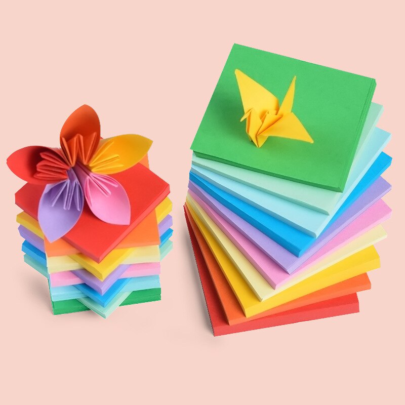 100 Vellen Vierkante Gekleurd Papier Karton Handgemaakte Papier Materiaal Kinderen Kleuterschool Duizend Papier Kranen Rose Diy