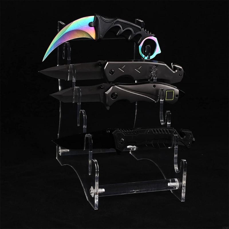 37ME Knife Display Stand 6 Slots Knives Desktop Display Rack for Hunting Knife Holder