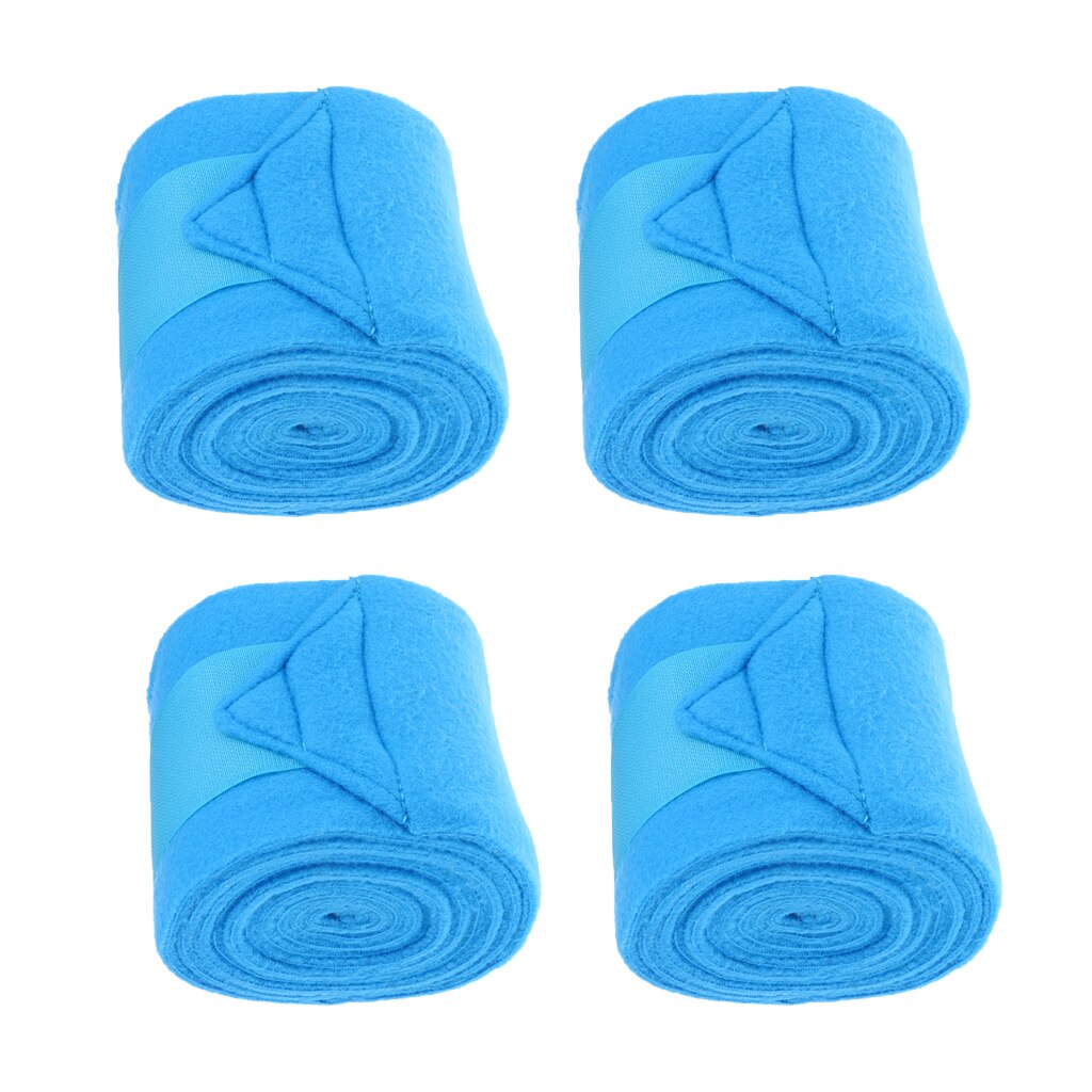 4pcs Soft Fleece Horse Leg Wraps Equestrian Horse Care Leg Brace Strap 240cm: Blue